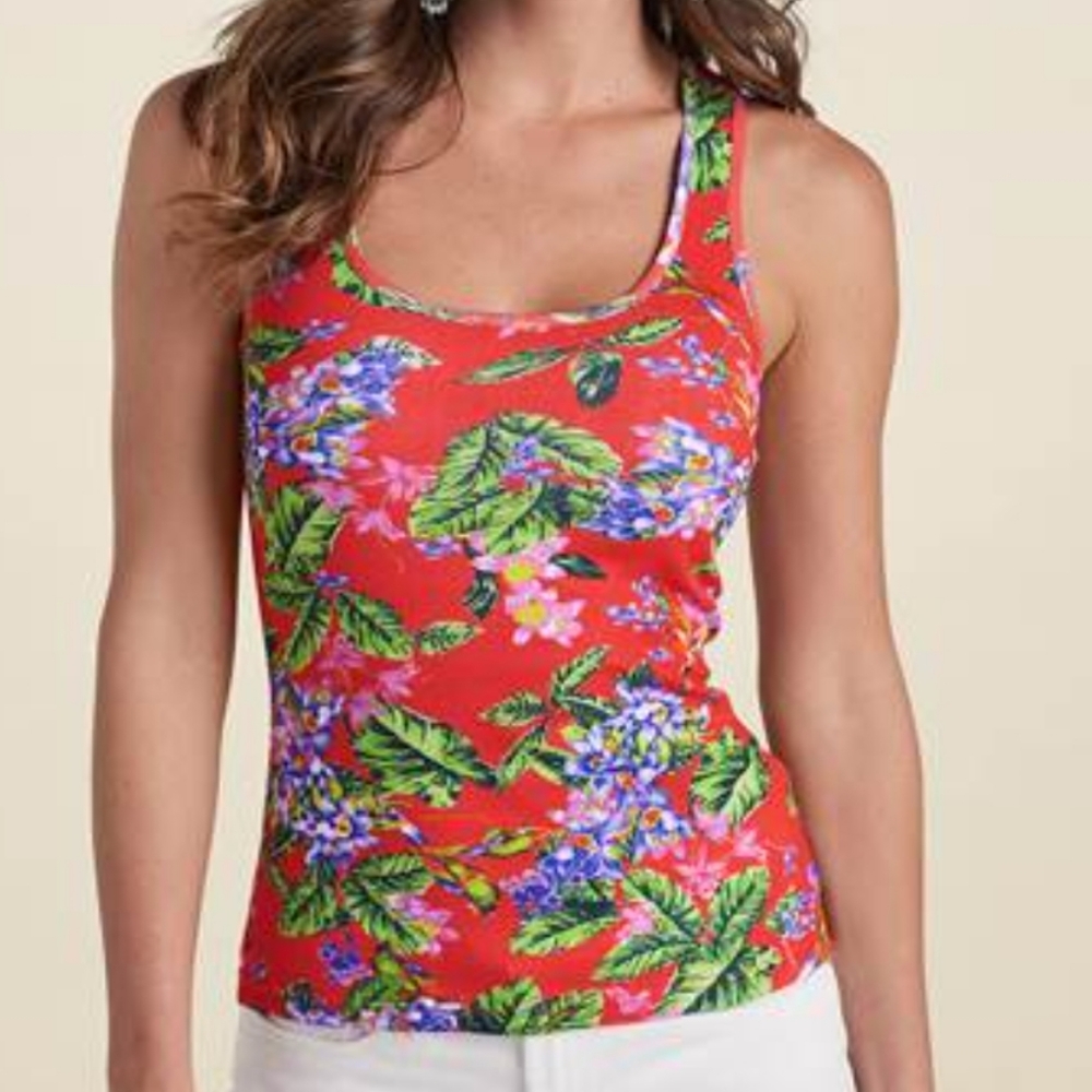 Venus Lascana Red Colorful 100% Cotton Tank Stretch 3X & 2X avail. New with Tags